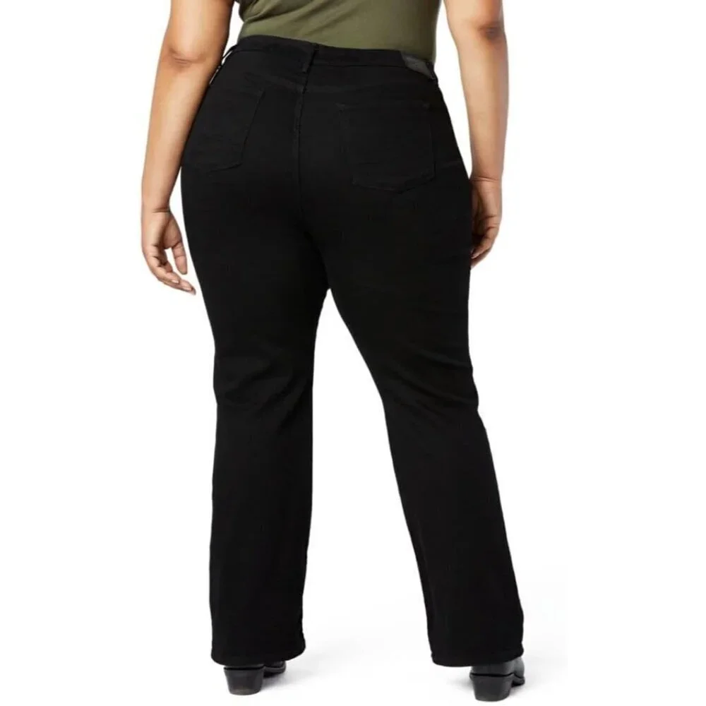 Women's Stretch Denim Bootcut Jeans Plus Size Mid-Rise Zipper Closure